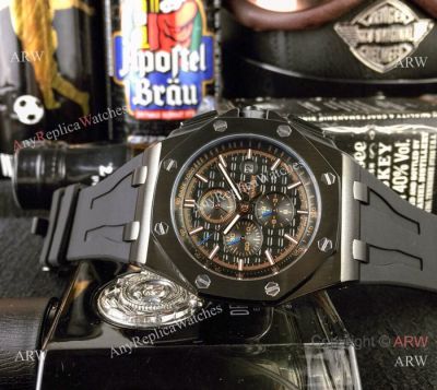 Copy Audemars Piguet Royal Oak Offshore Watches - Black Case Rose Gold Marker